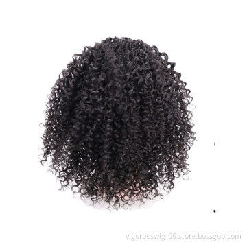 Vigorous Messy Curly Hairpieces Afro Kinky Curly Hair Extension for Women Synthetic Short Drawstring Ponytail Hairpiece